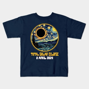 starry night - Total Solar Eclipse - 8 avril 2024 Kids T-Shirt